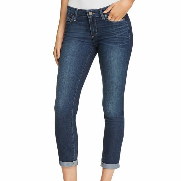 Paige Kylie Crop With Roll Up Skinny Jeans Andrea Pants Womens Size 27 Blue‎ - Picture 1 of 9
